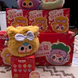 Pink – Baby Three Good Luck Bag Plush + Box & Card!